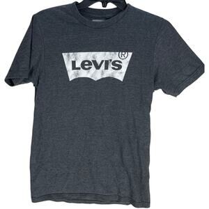 Levis Tee Shirt Women Size S Gray Logo Short Sleeve Crew Neck Y2K 2000s Retro